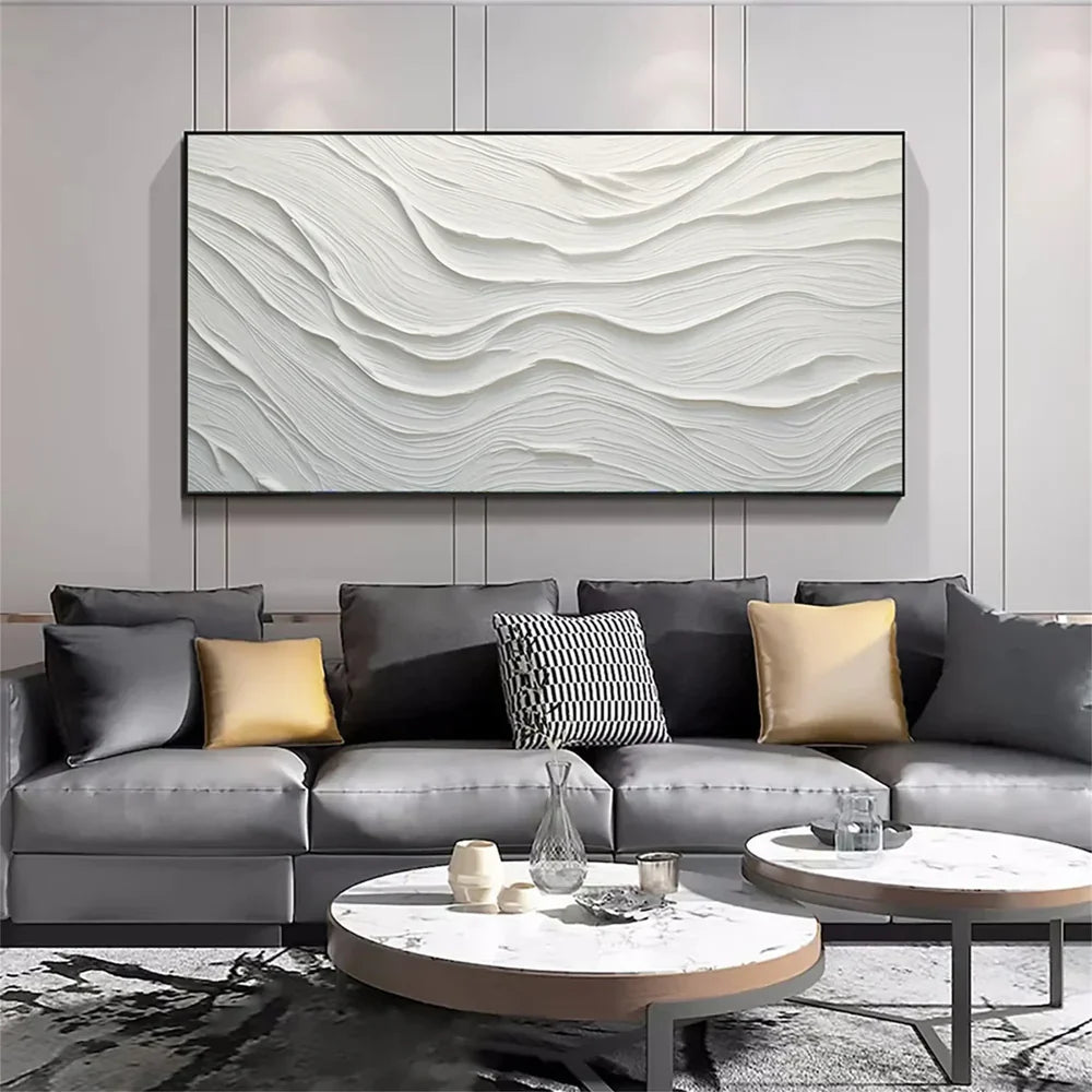White Minimalist Textured Wall Art #MT073