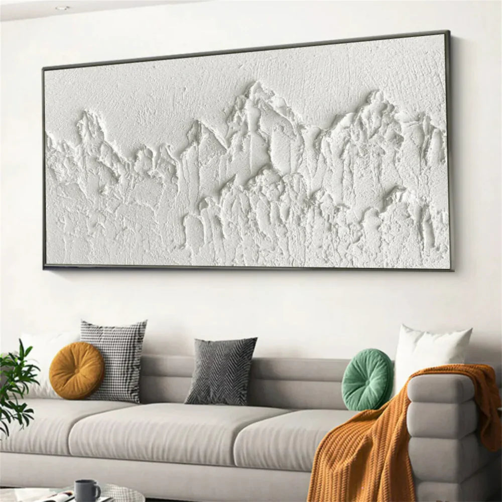 White Minimalist Textured Wall Art #MT074