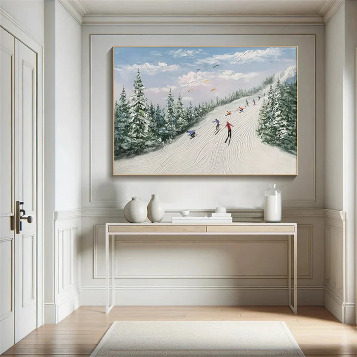 Skiing Sport Art Textured Canvas #PT003