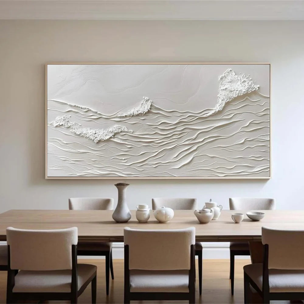 White Minimalist Textured Wall Art #MT119