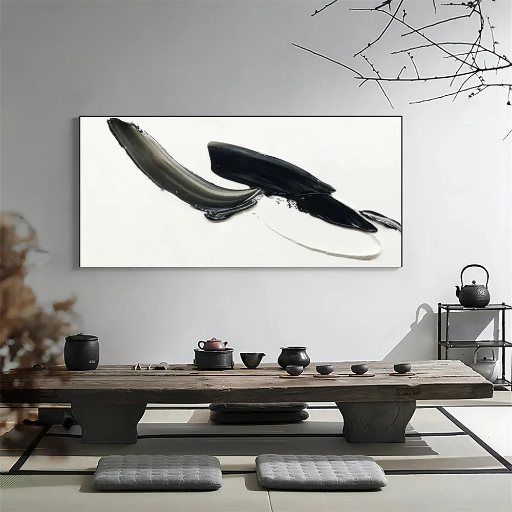Black and White Minimalist Textured Wall Art #MT114