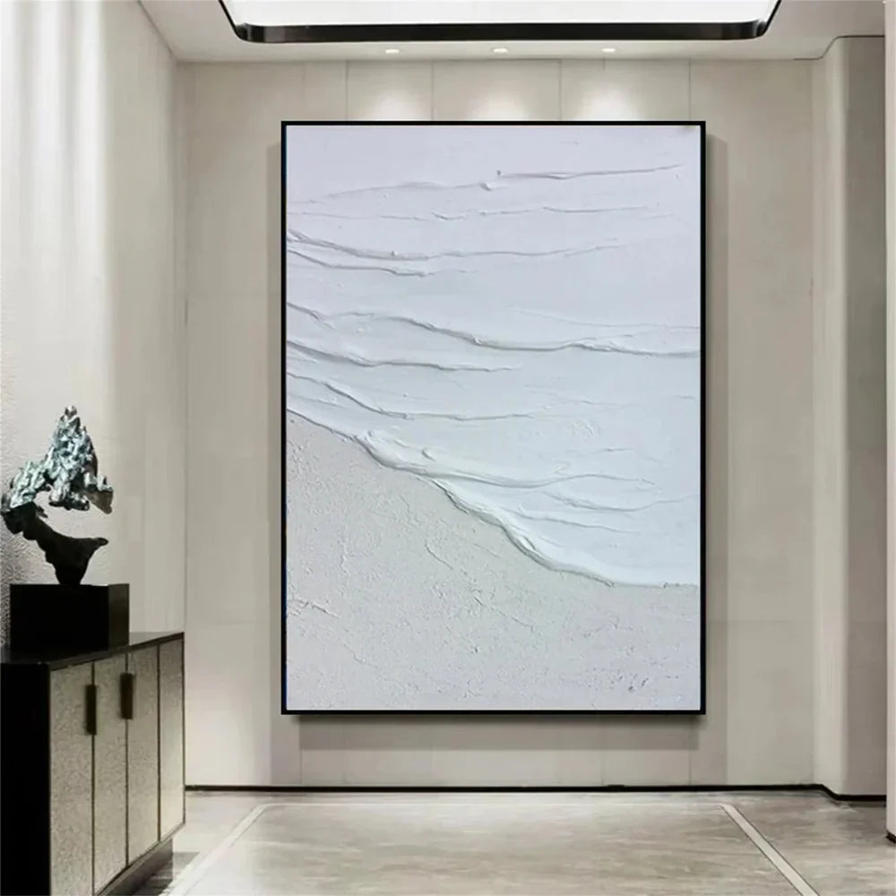 White Minimalist Textured Wall Art #MT116