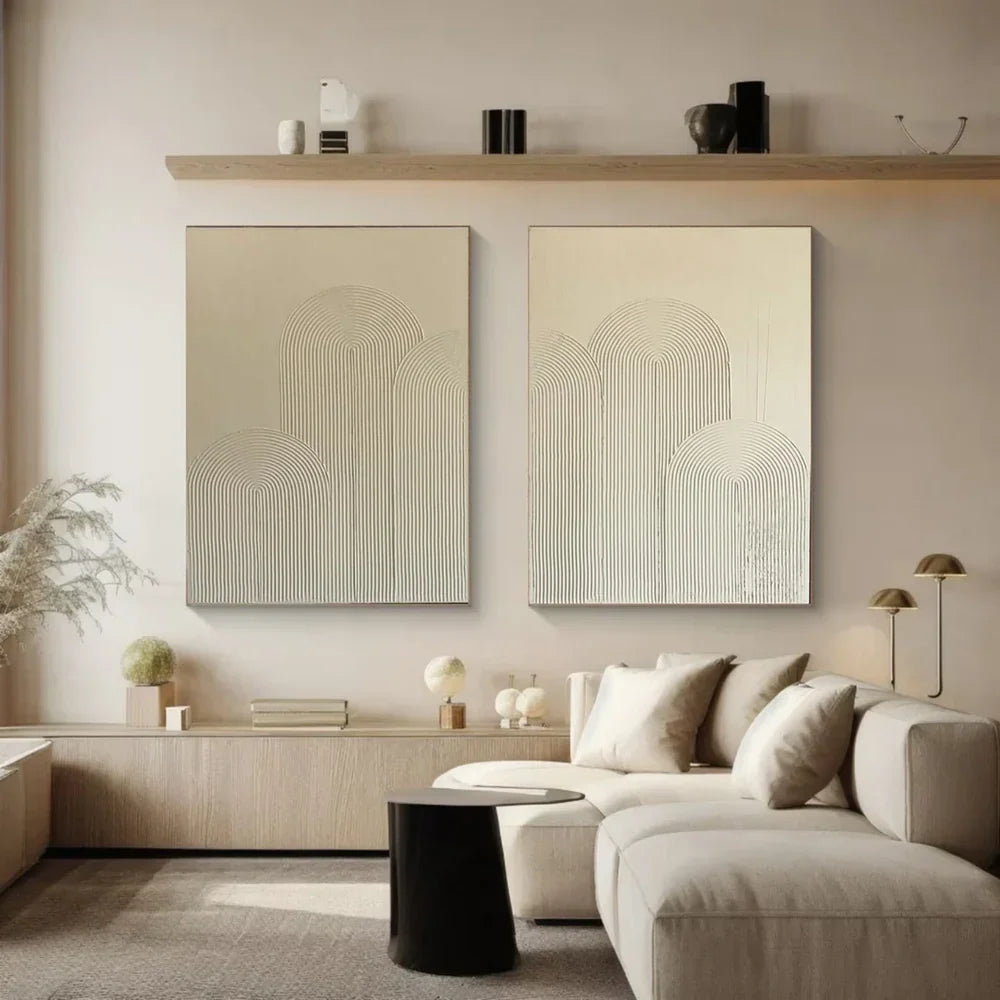 Beige and Brown Abstract Textured Wall Art Set Of 2 #AT082
