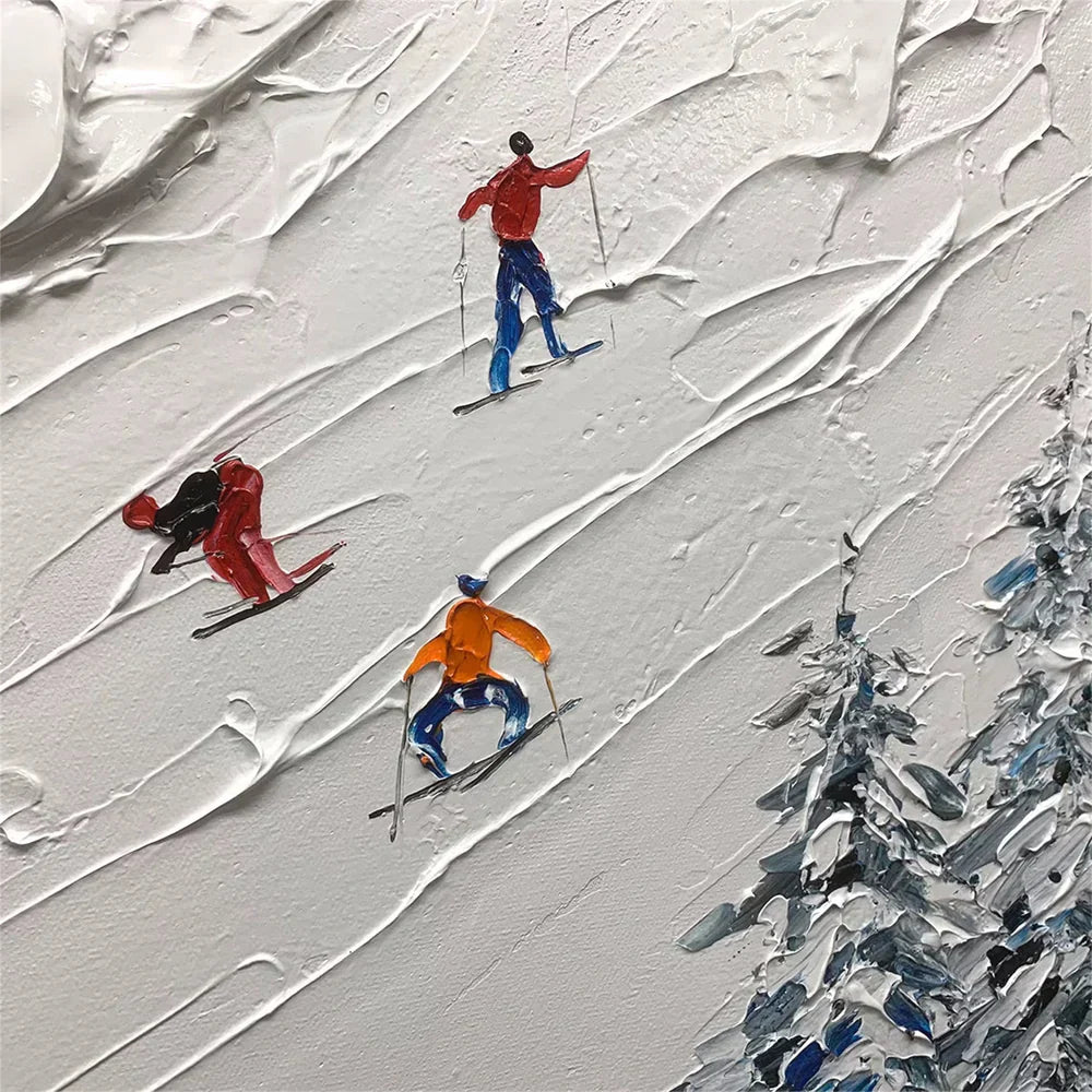 Skiing Sport Art Textured Canvas #PT008
