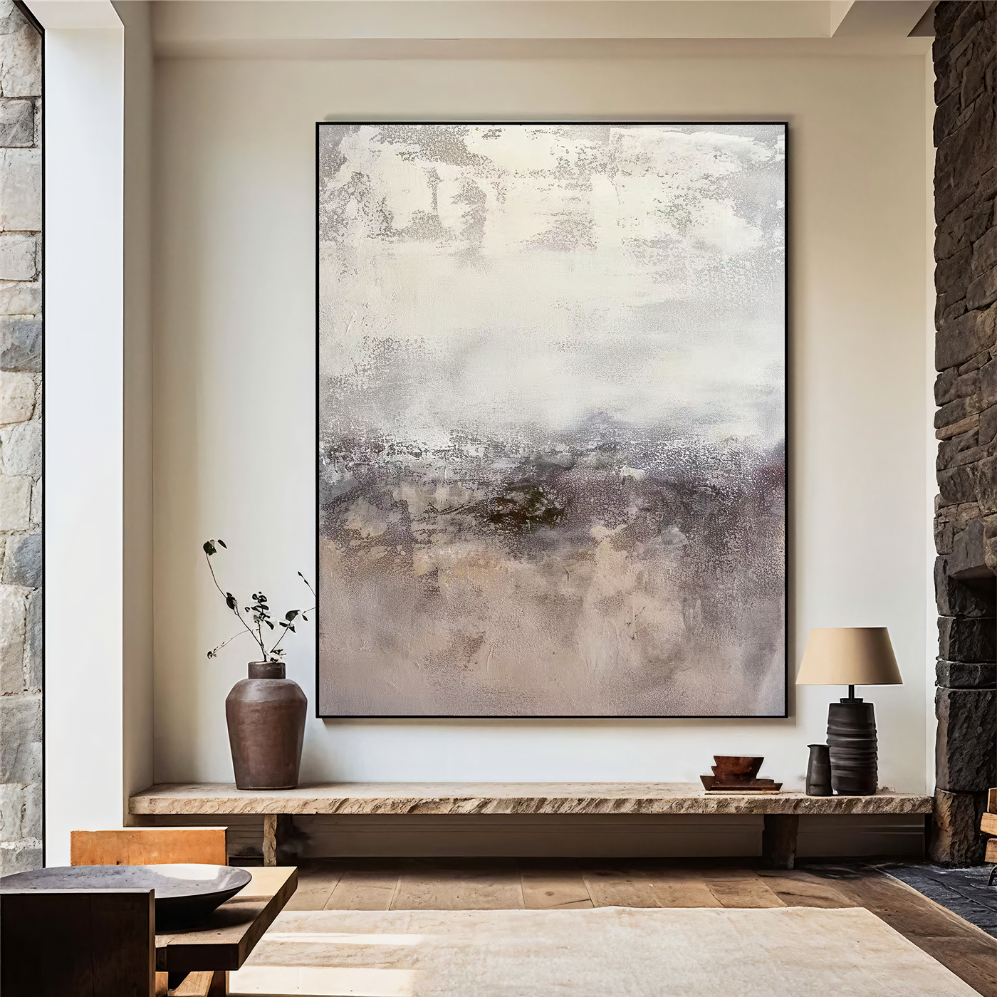 Textured Misty Elegance | Grey Beige