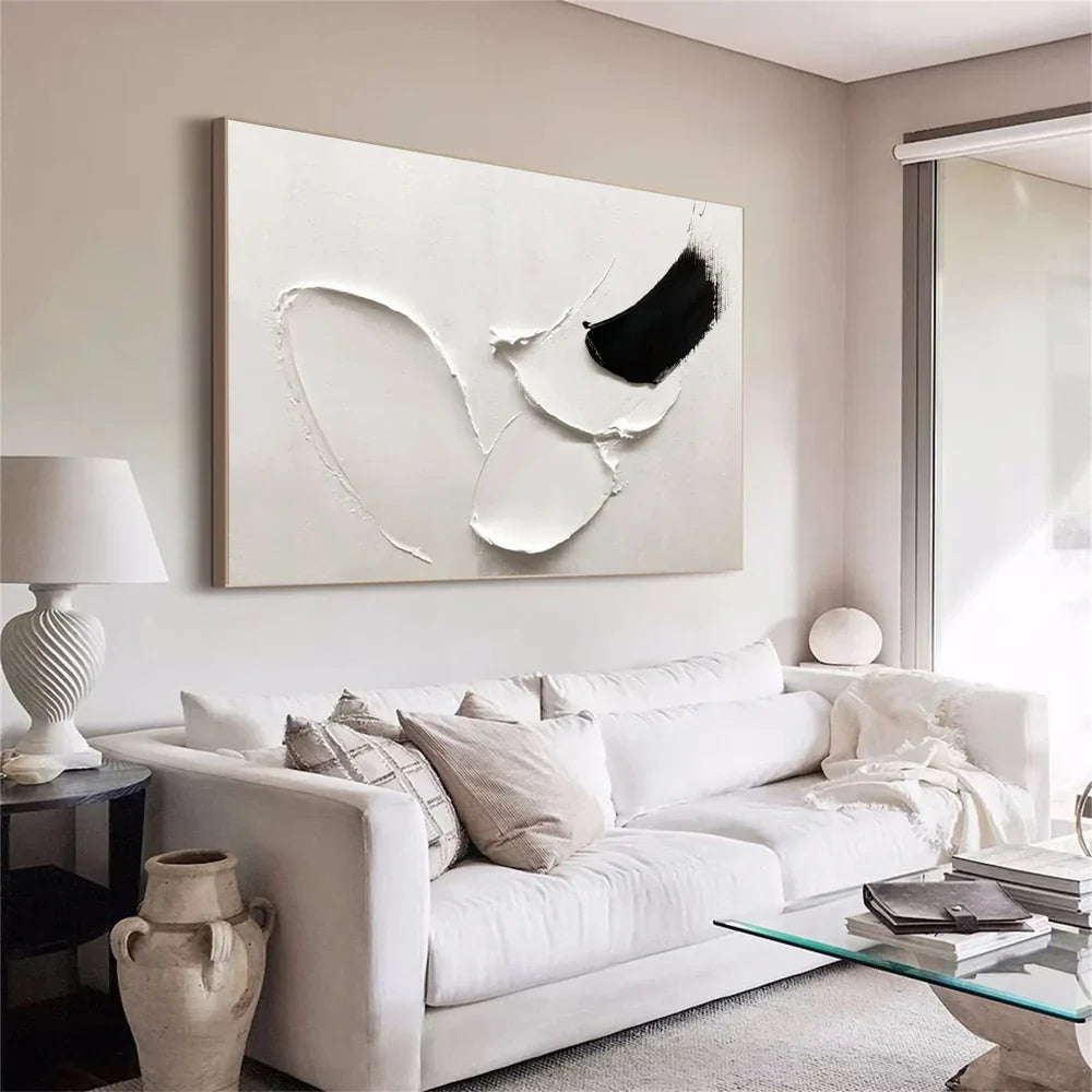 Black and White Minimalist Textured Wall Art #MT115