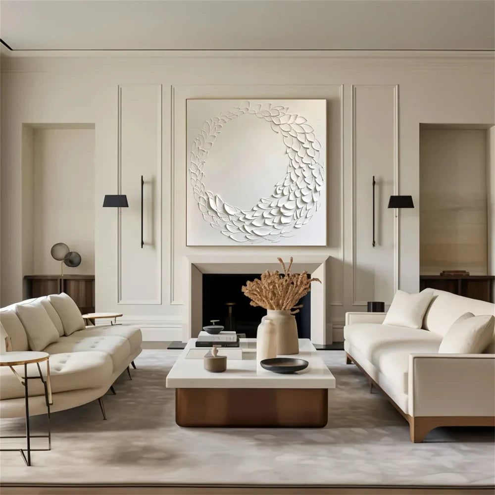 White Minimalist Textured Wall Art #MT125