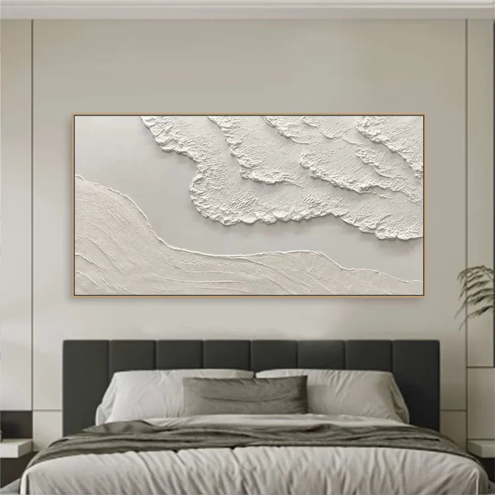 White Minimalist Textured Wall Art #MT072