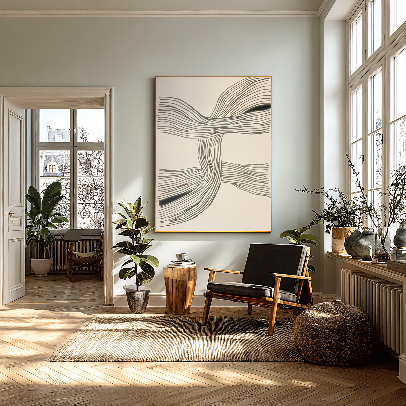 Textured Line Dynamism | Grey Beige