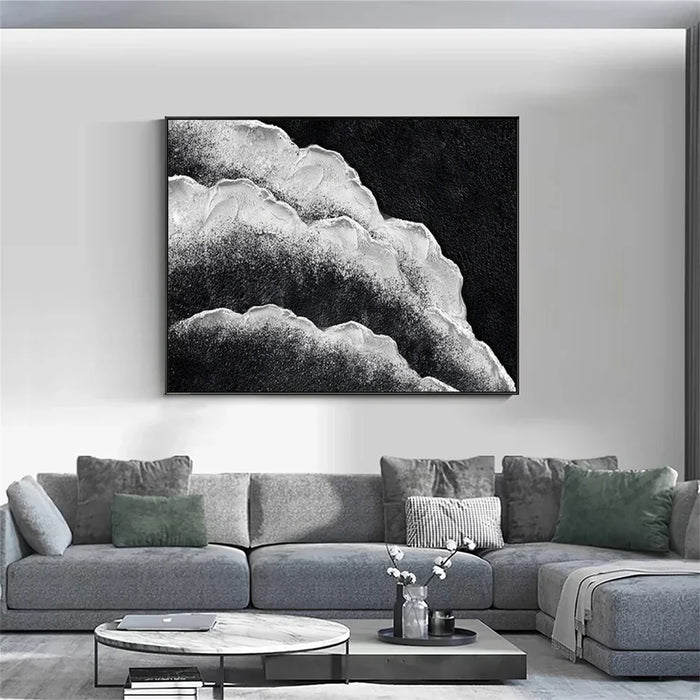 Black and White Minimalist Textured Wall Art #MT071