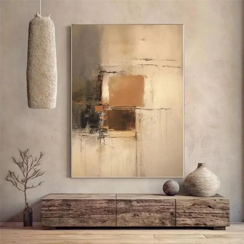 Beige and Brown Abstract Wall Art  #AT104