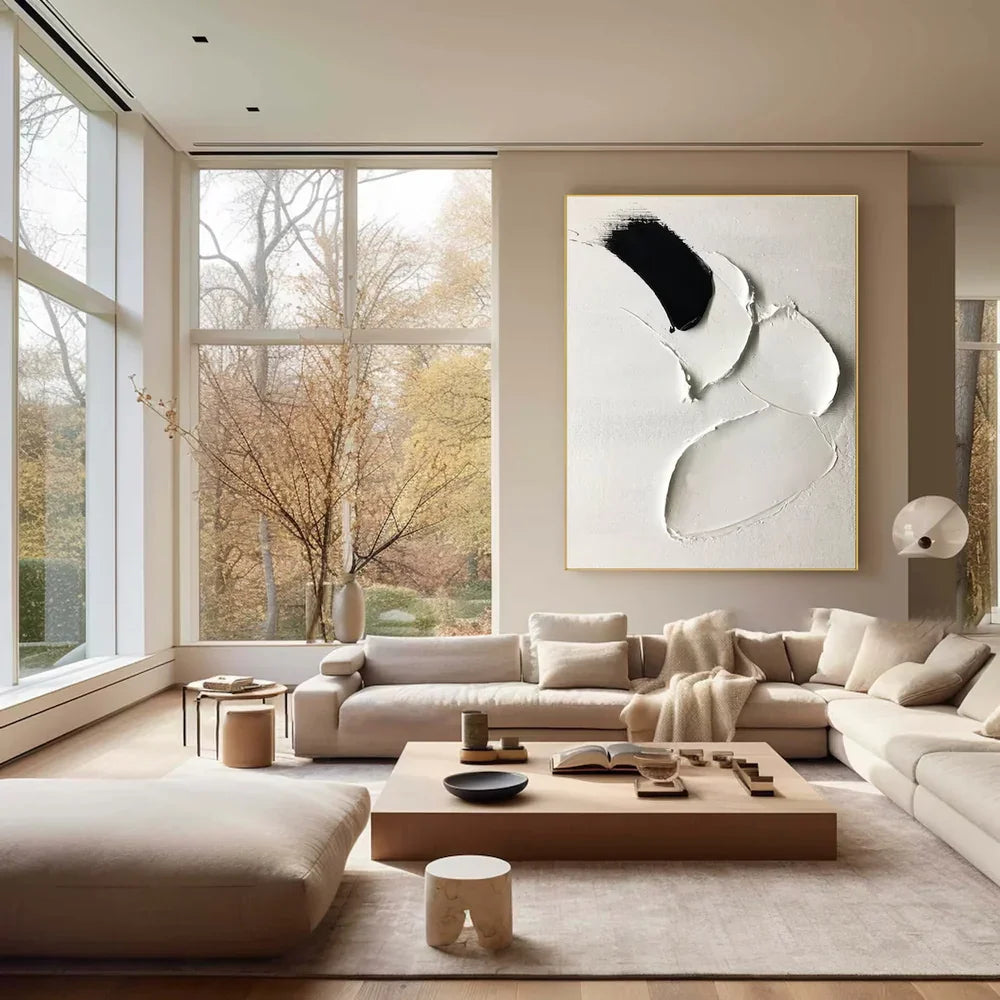 Black and White Minimalist Textured Wall Art #MT002