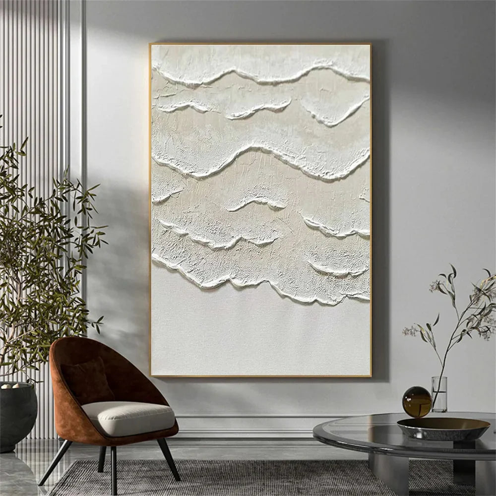 White Minimalist Textured Wall Art #MT122