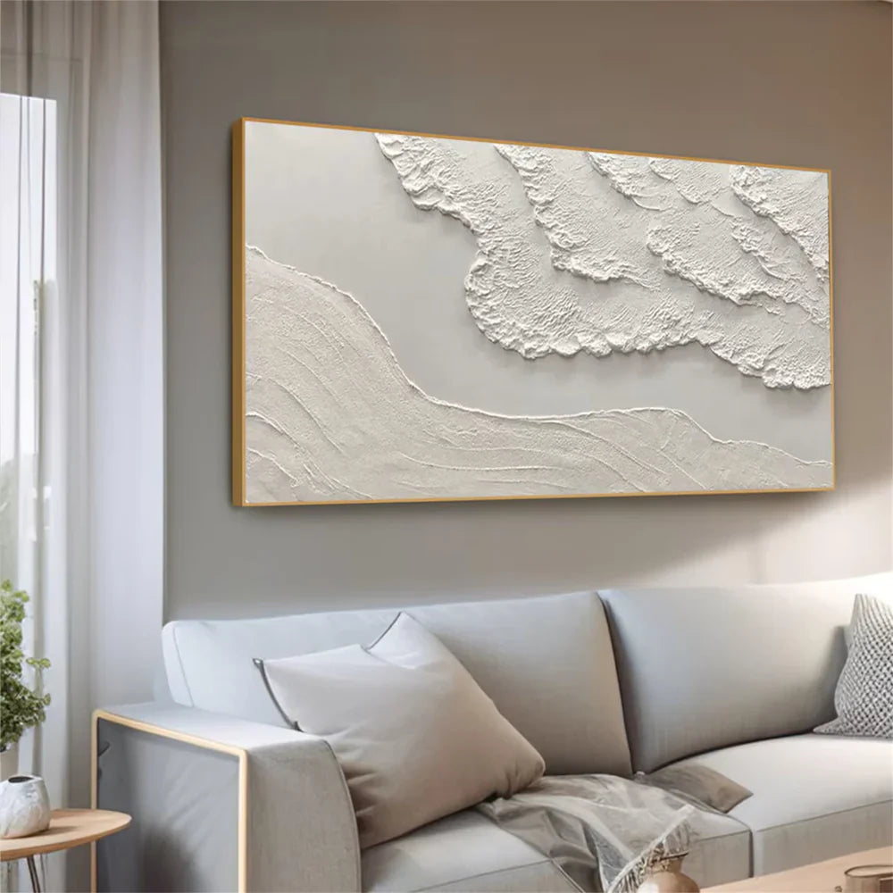 White Minimalist Textured Wall Art #MT072