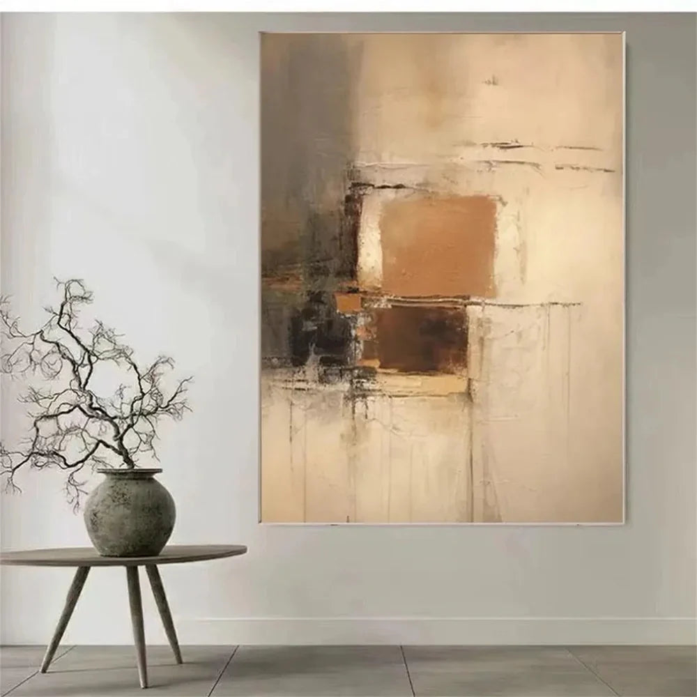Beige and Brown Abstract Wall Art  #AT104