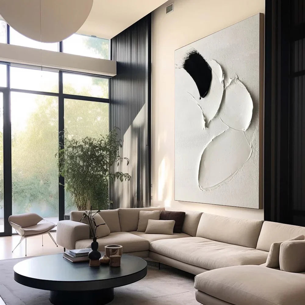 Black and White Minimalist Textured Wall Art #MT002