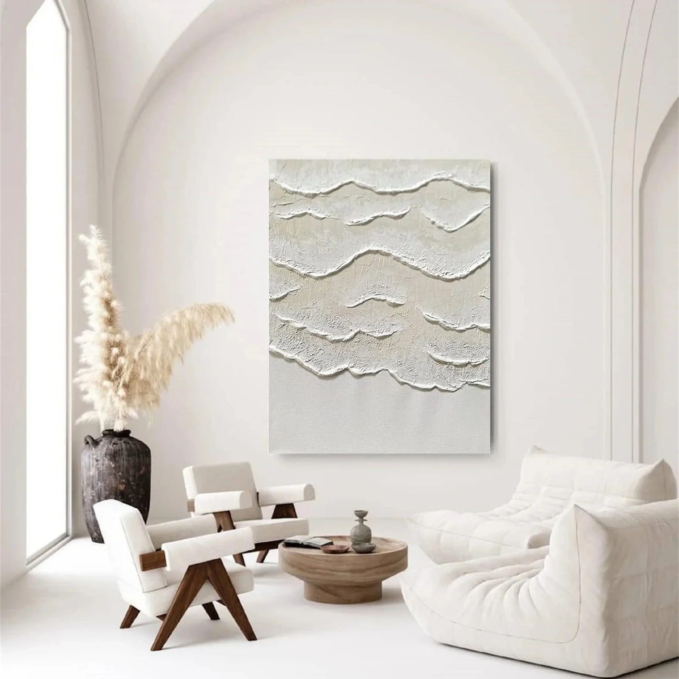 White Minimalist Textured Wall Art #MT122