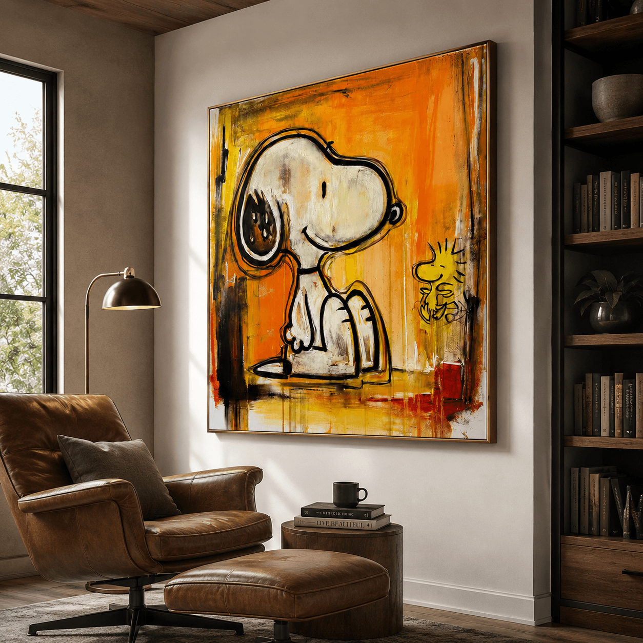 Textured Snoopy Duo | Orange Backdrop