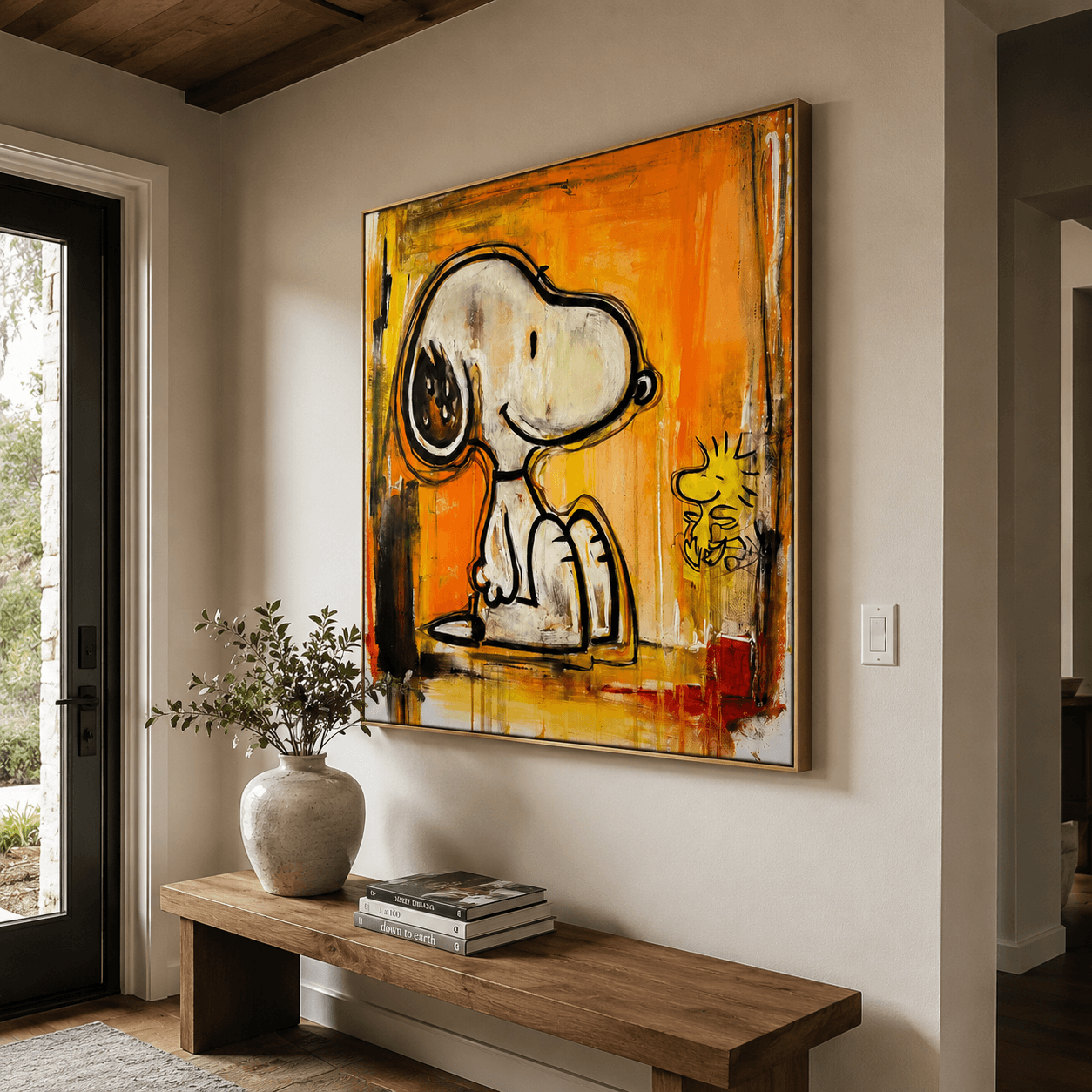 Textured Snoopy Duo | Orange Backdrop