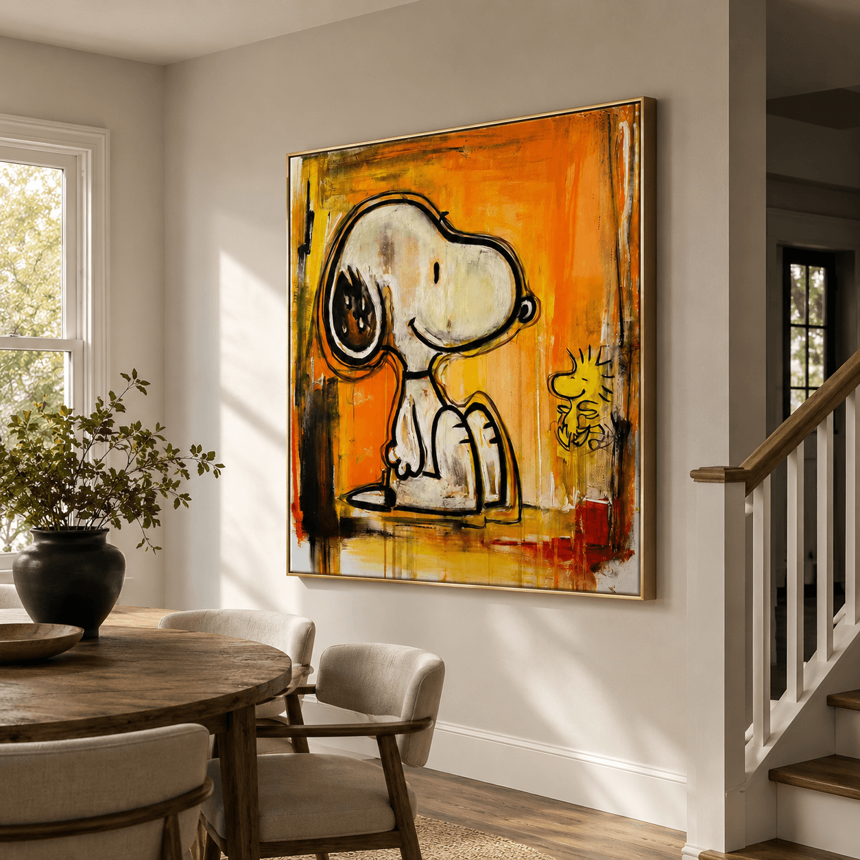 Textured Snoopy Duo | Orange Backdrop