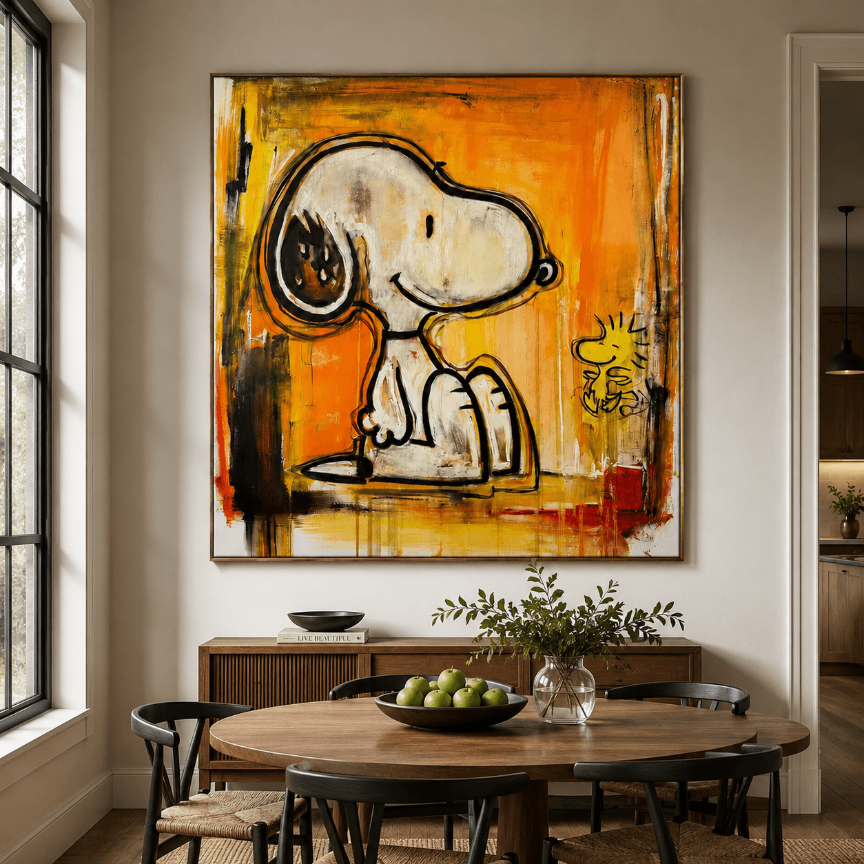 Textured Snoopy Duo | Orange Backdrop