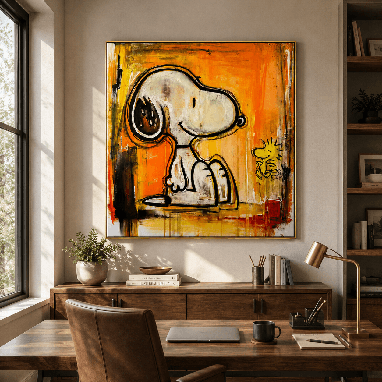 Textured Snoopy Duo | Orange Backdrop