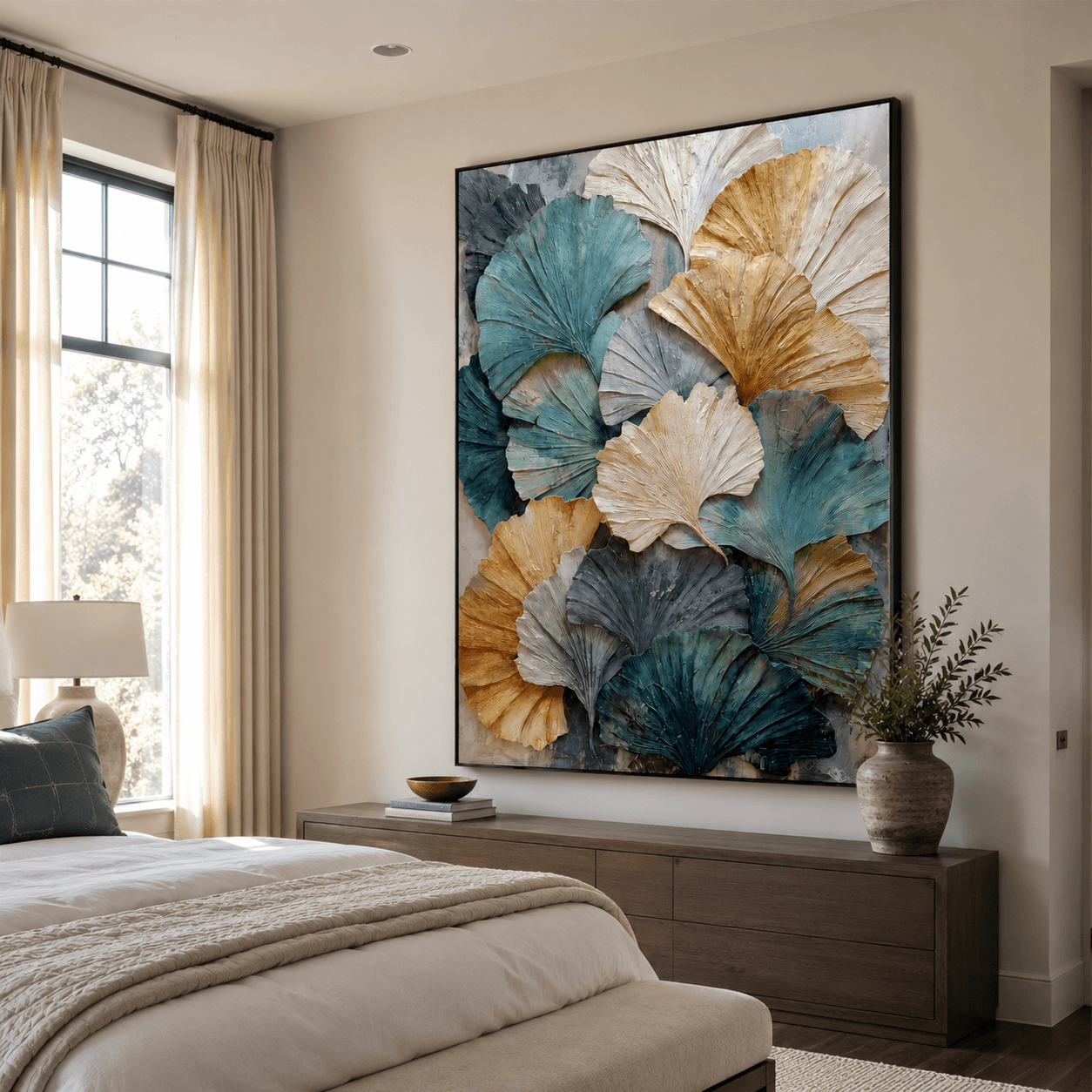 Textured Ginkgo Art | Nature-Inspired Depth