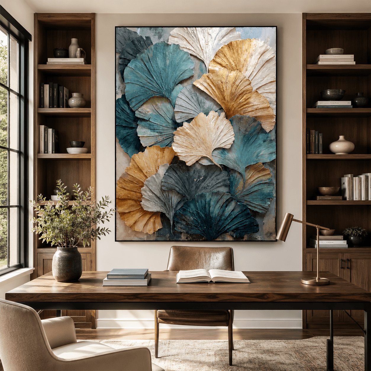Textured Ginkgo Art | Nature-Inspired Depth