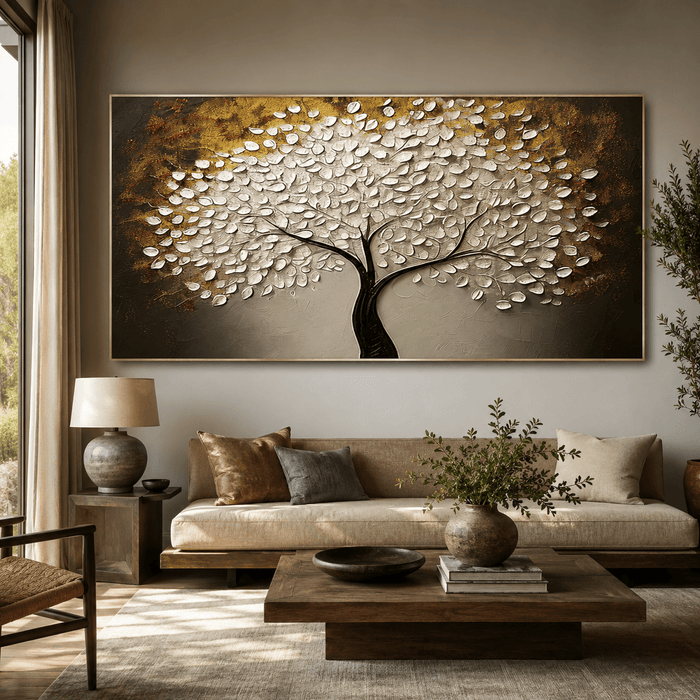 Textured Tree Opulence | White Brown