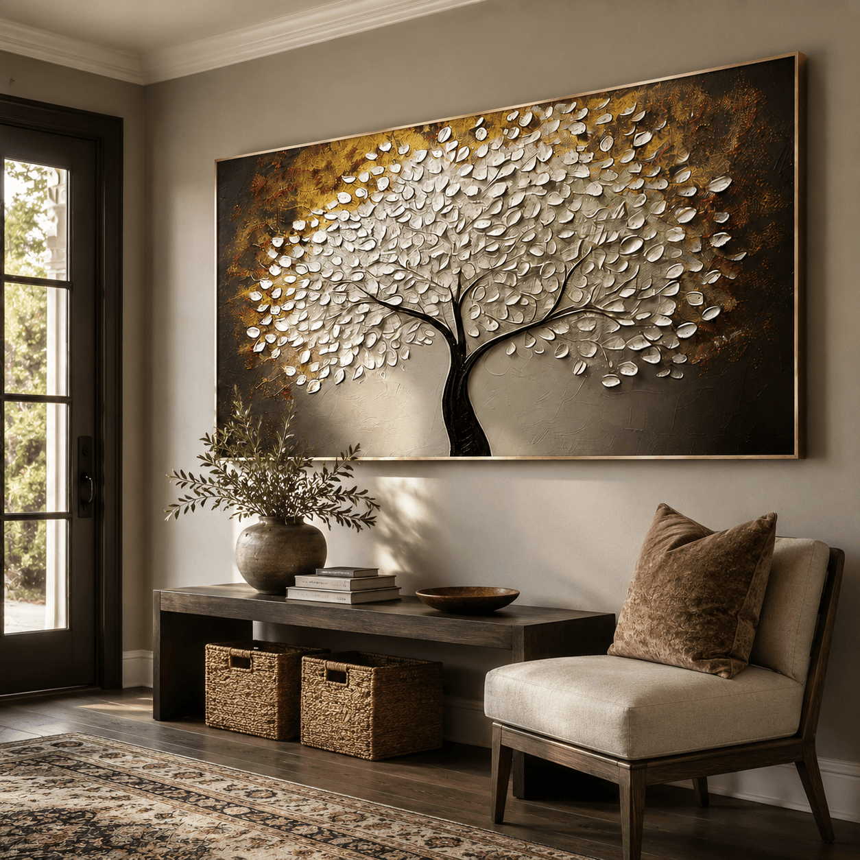 Textured Tree Opulence | White Brown