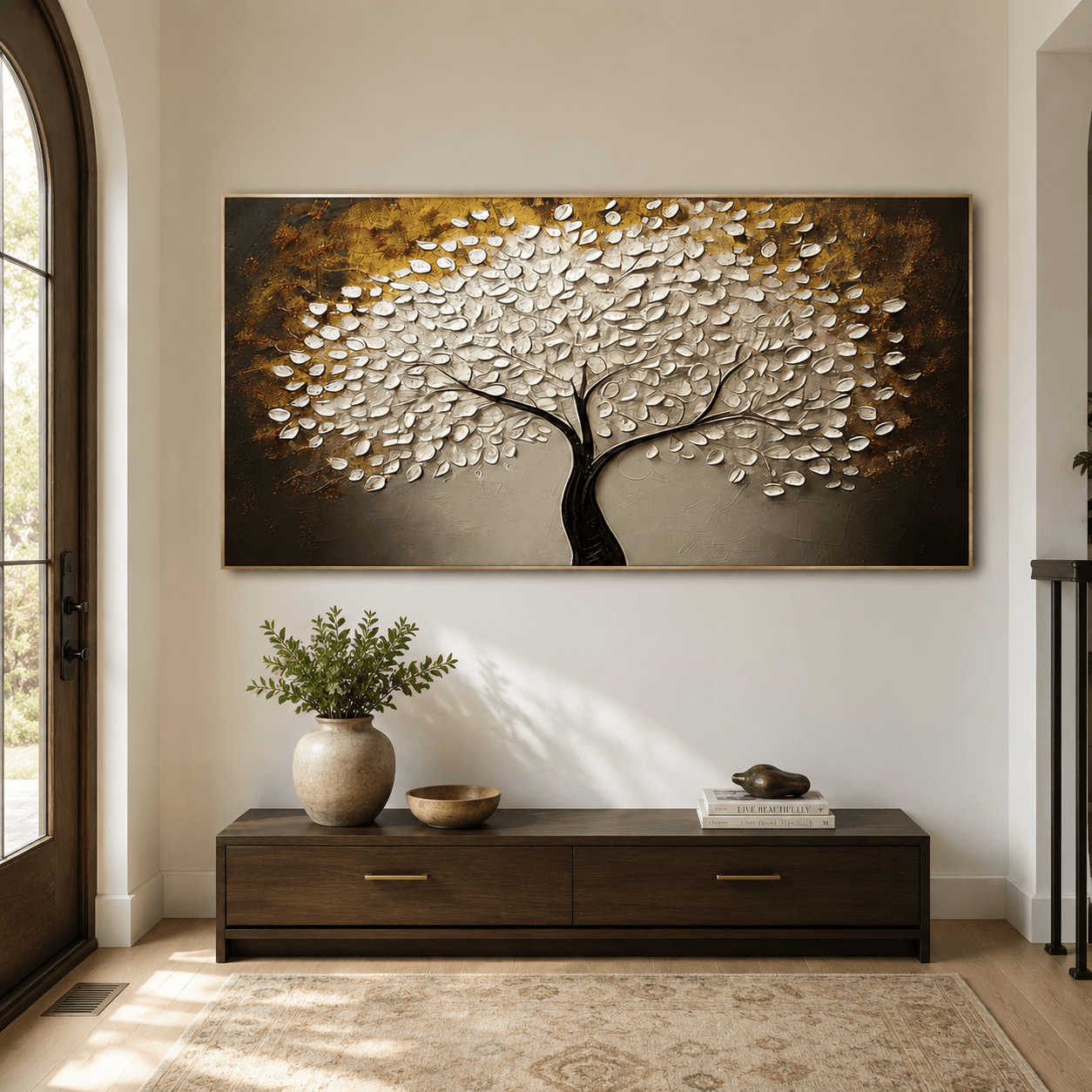 Textured Tree Opulence | White Brown