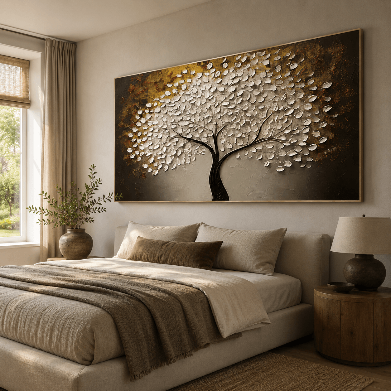 Textured Tree Opulence | White Brown