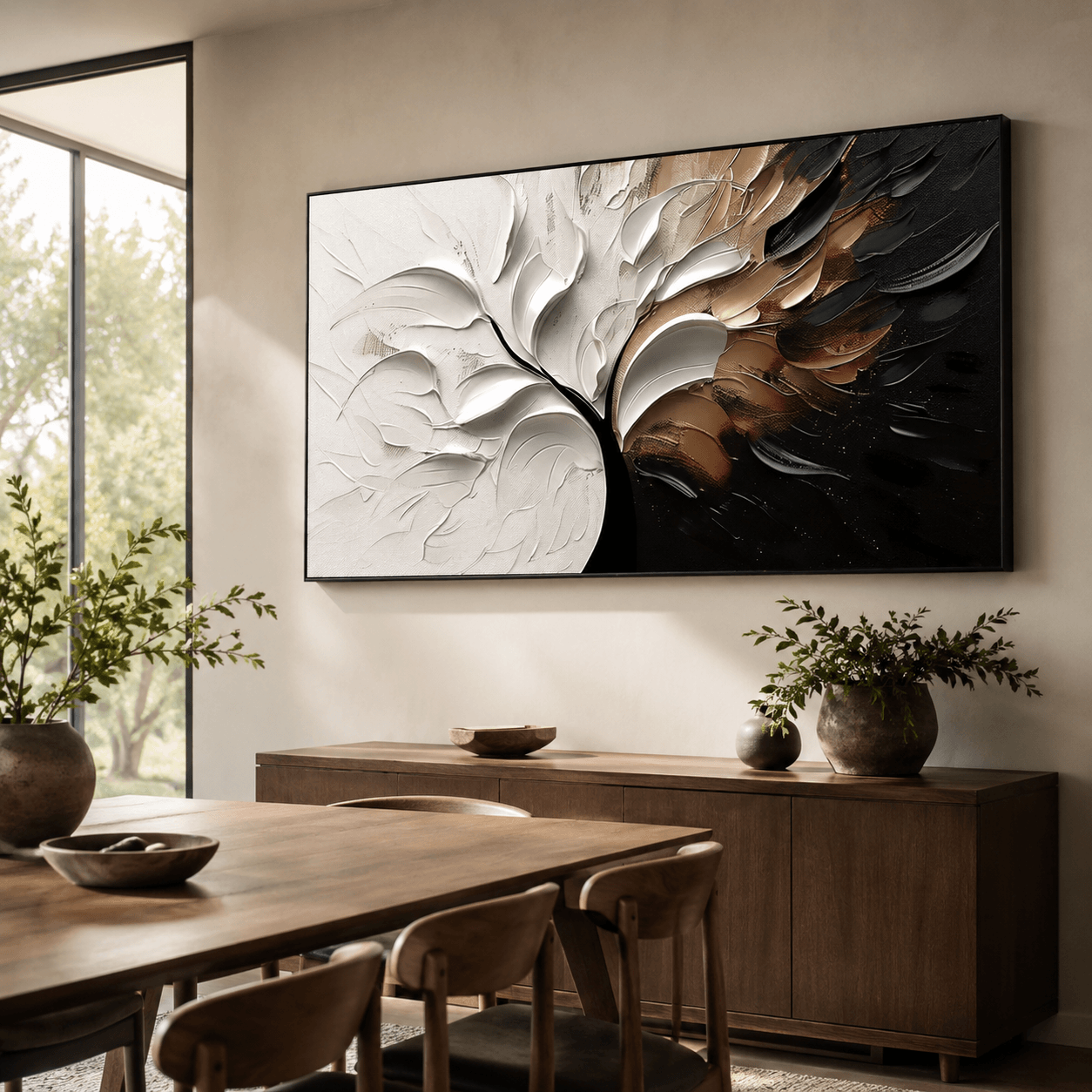 Textured Foliage Grandeur | Gold White