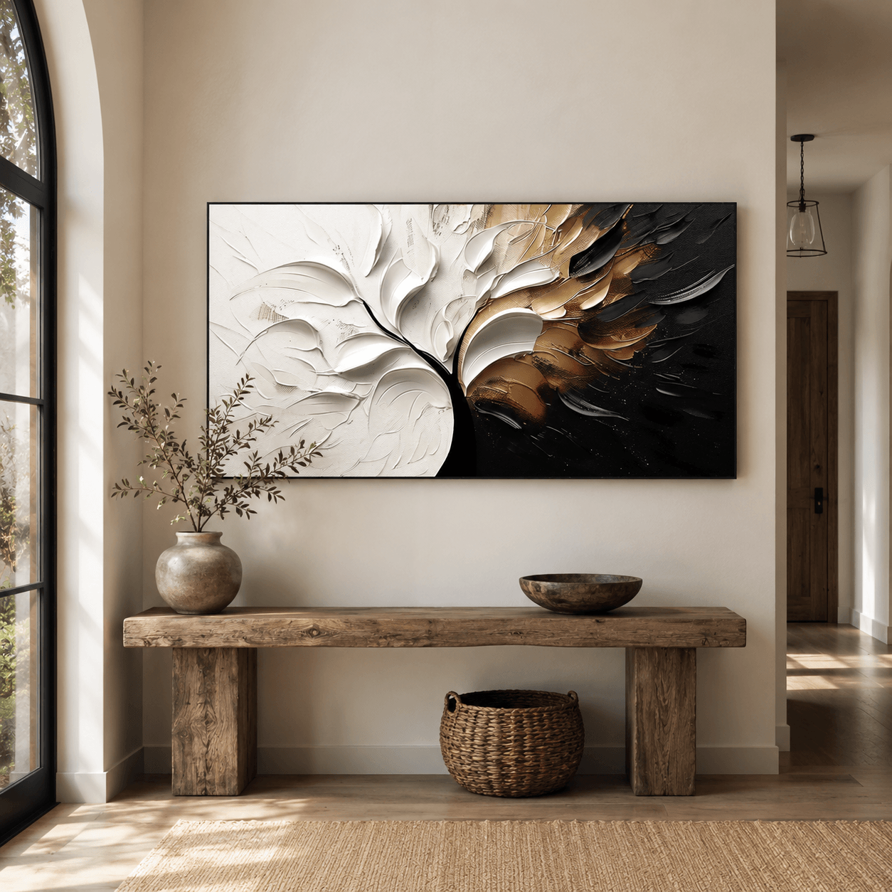 Textured Foliage Grandeur | Gold White