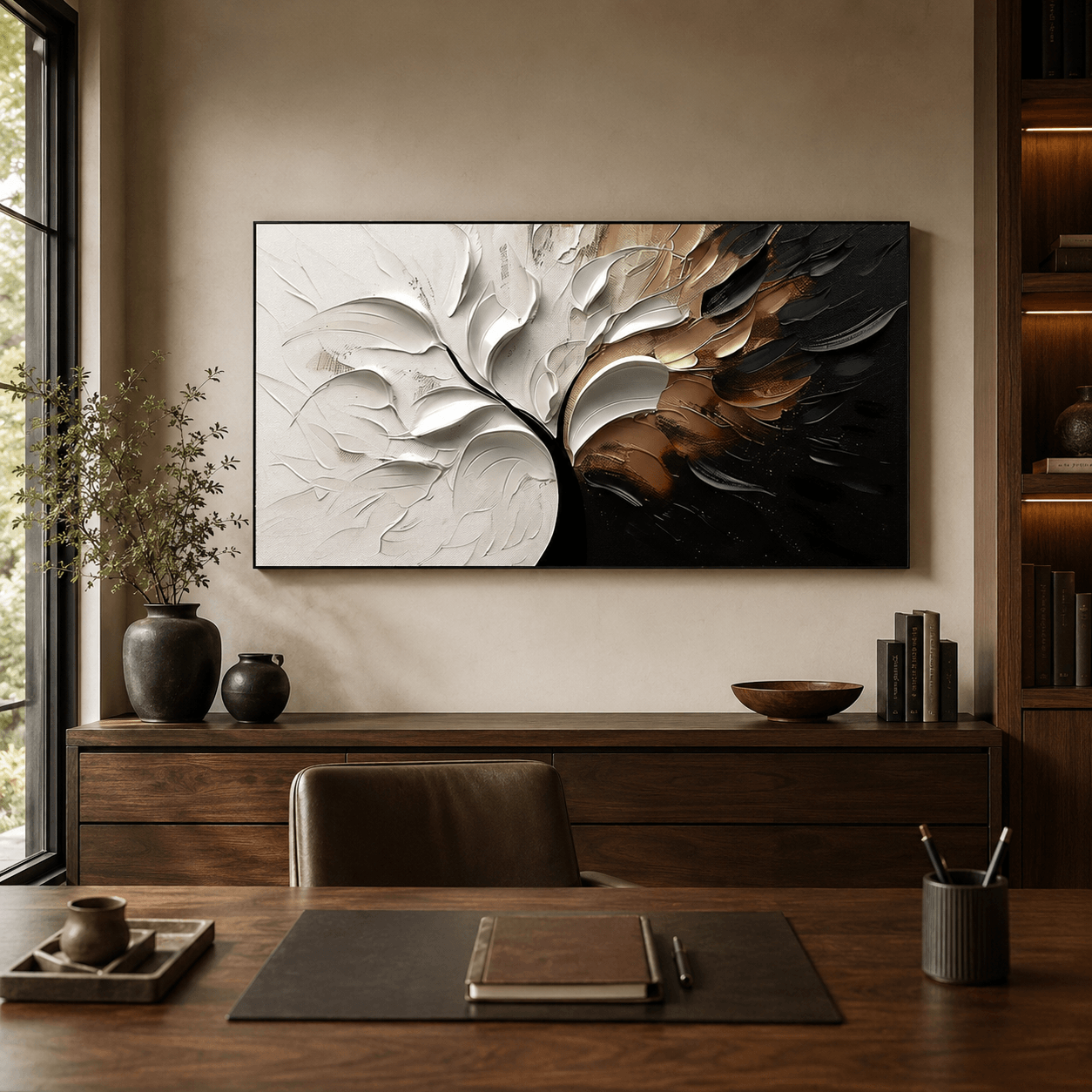 Textured Foliage Grandeur | Gold White