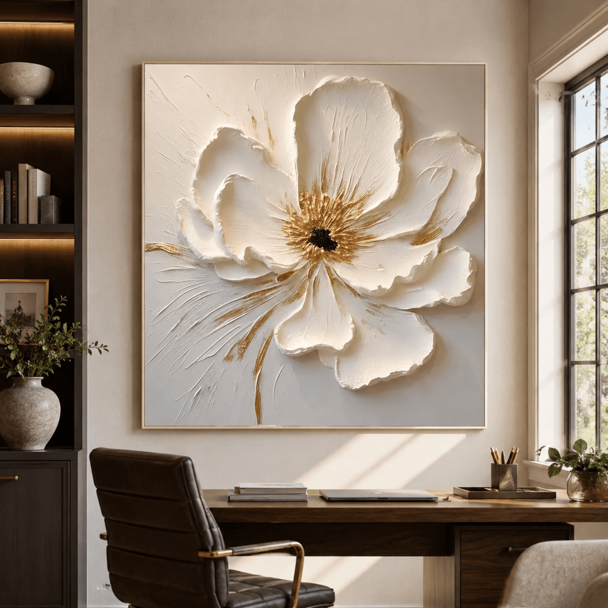 Textured Floral Opulence | White Bloom