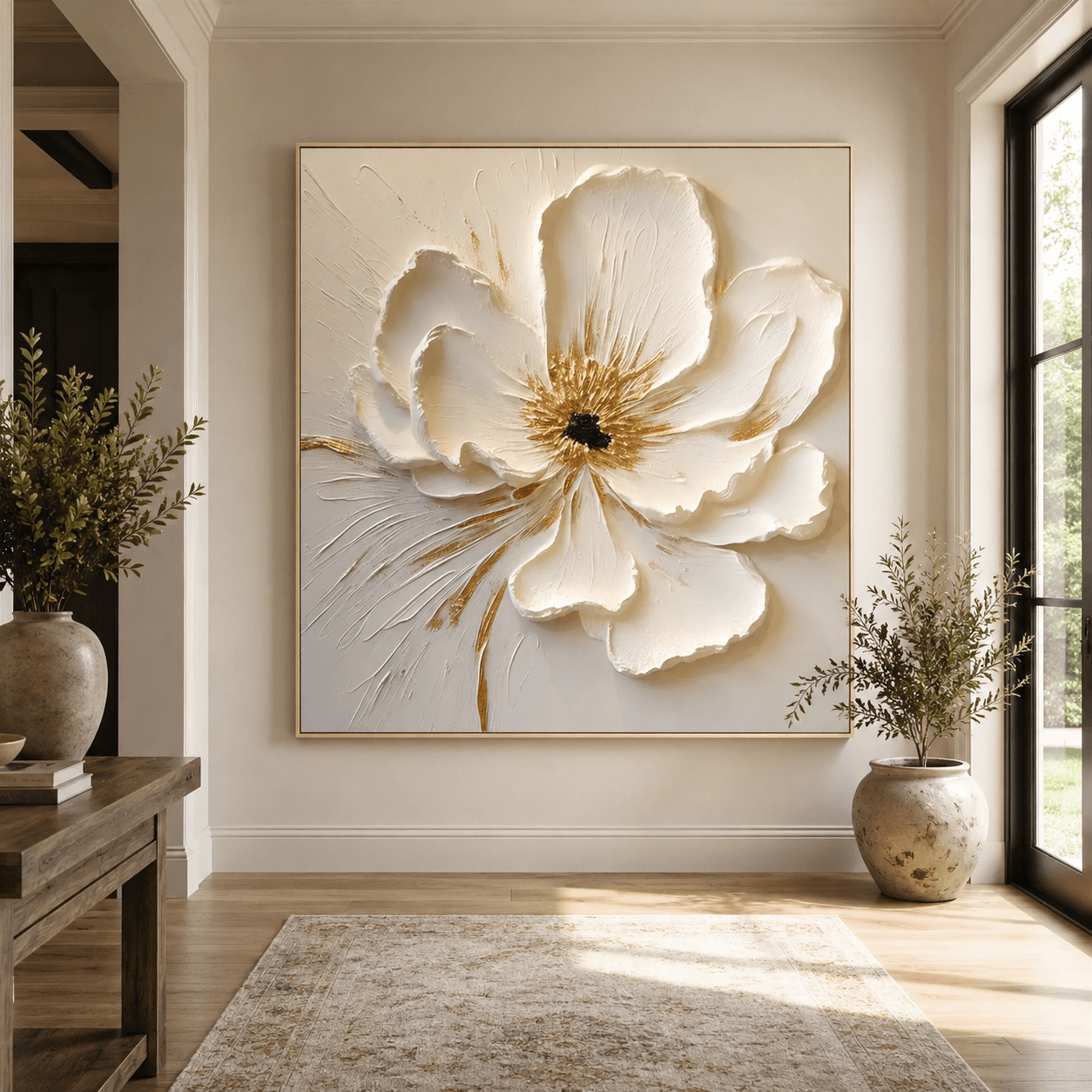 Textured Floral Opulence | White Bloom