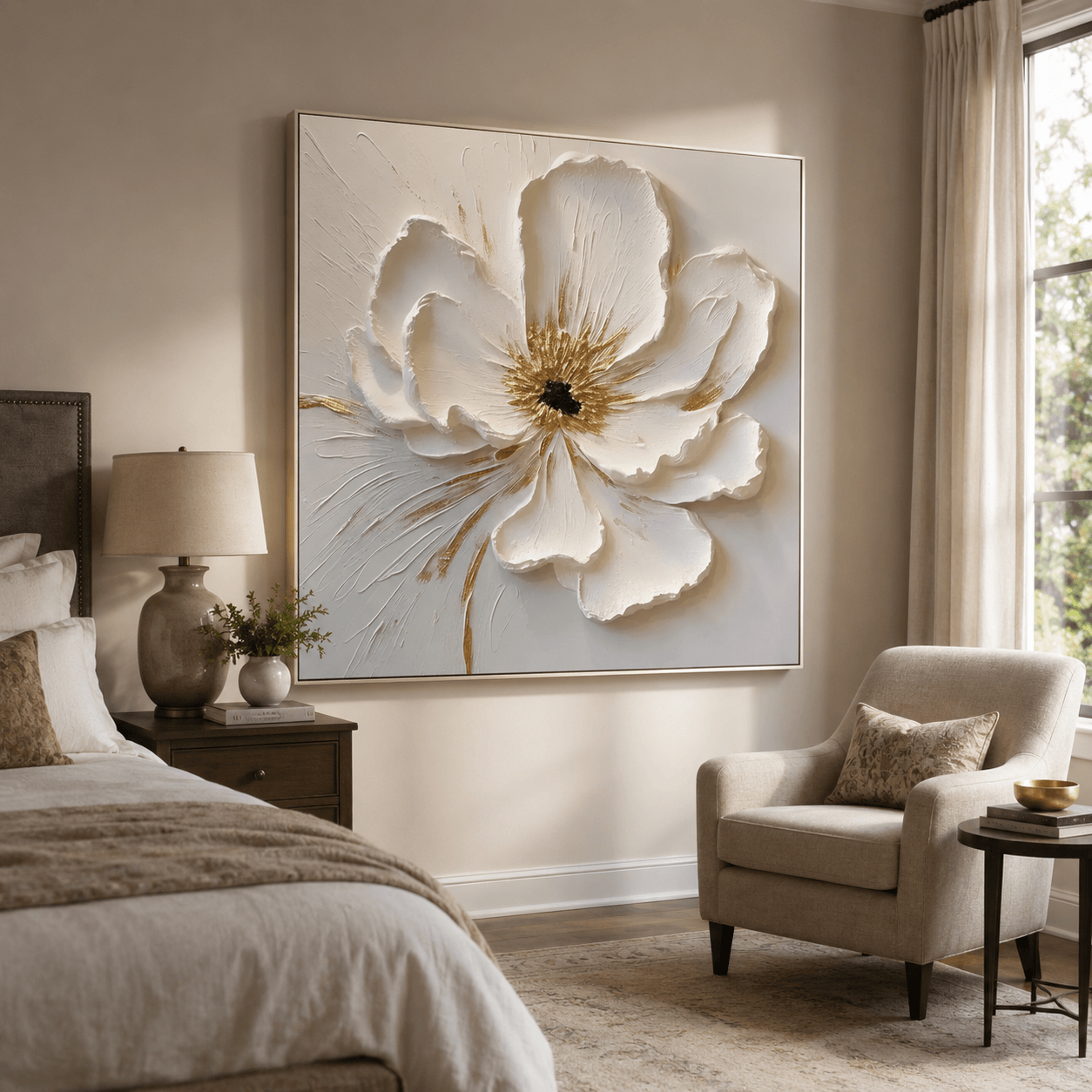 Textured Floral Opulence | White Bloom
