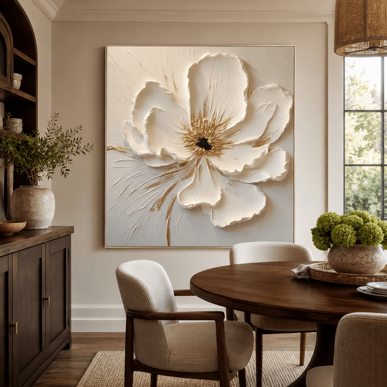 Textured Floral Opulence | White Bloom
