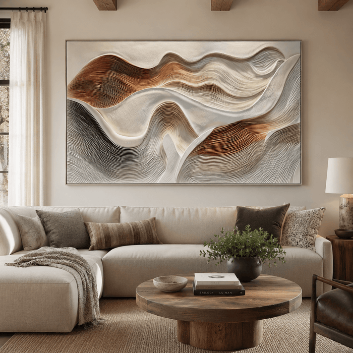 Textured Wave Harmony | Beige Brown