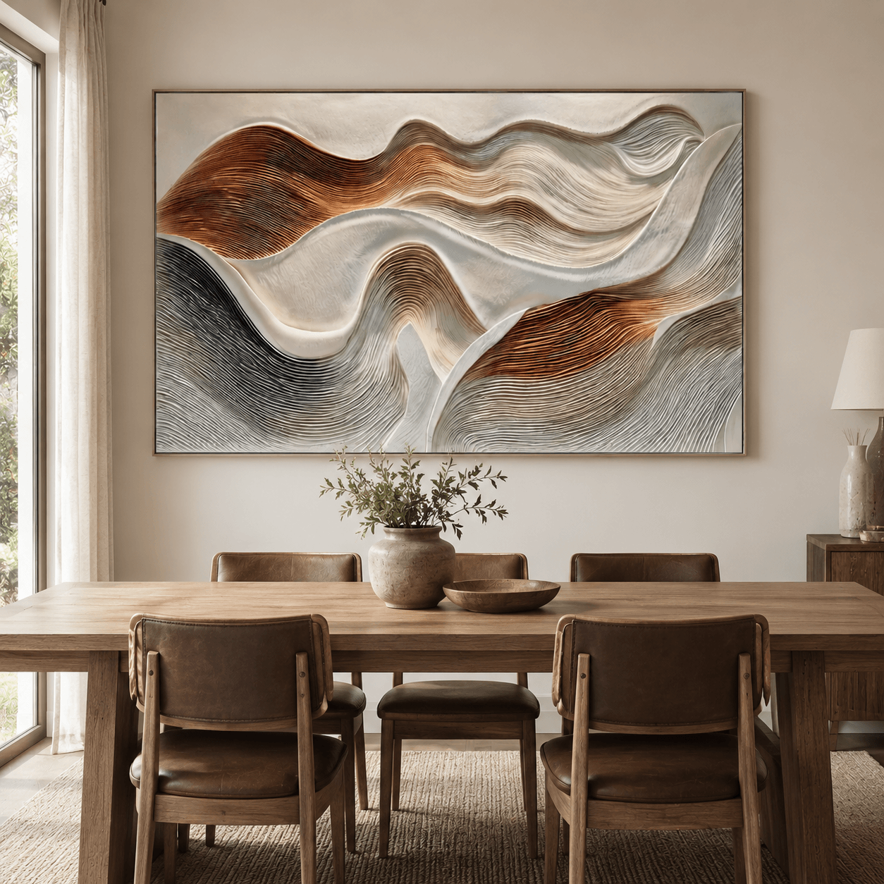 Textured Wave Harmony | Beige Brown