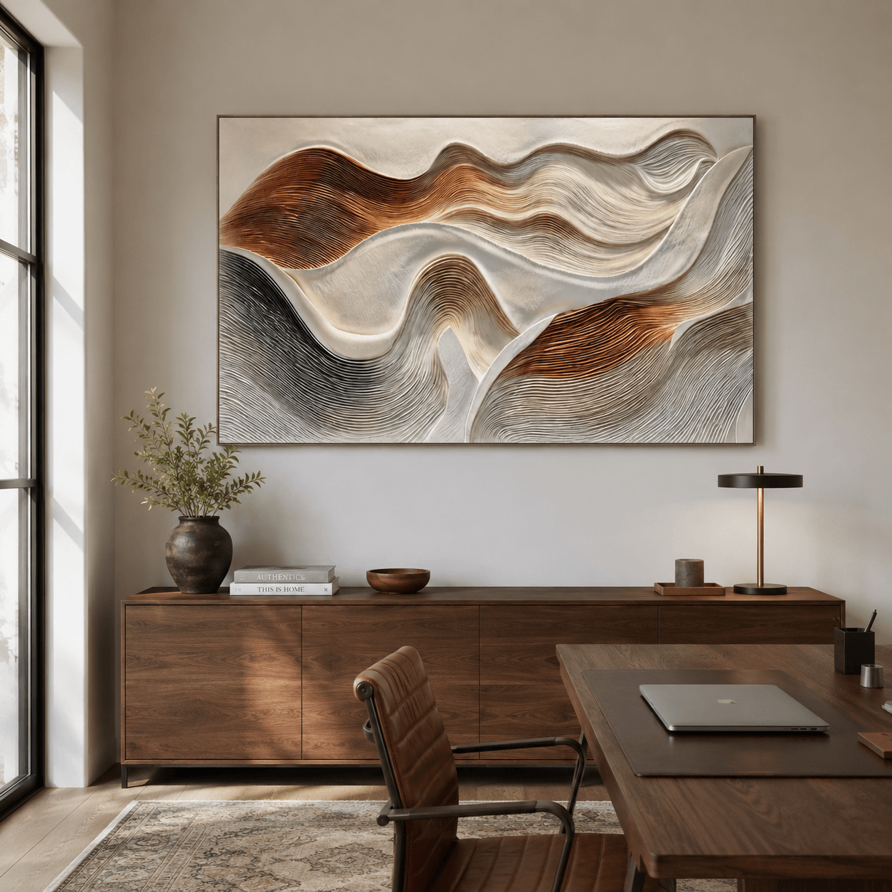 Textured Wave Harmony | Beige Brown