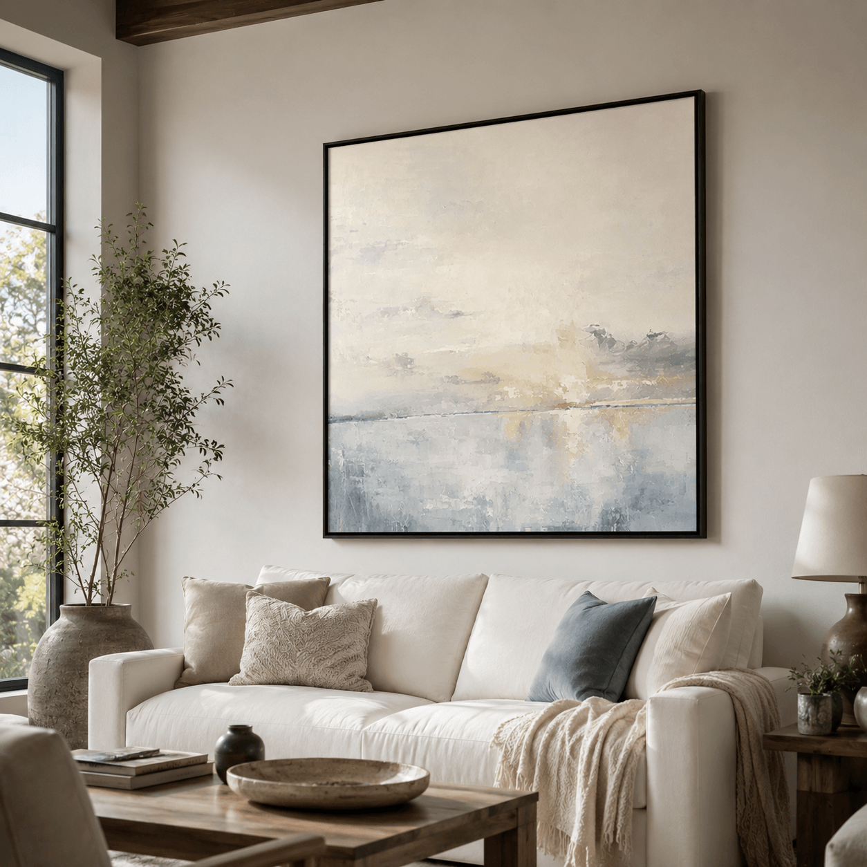 Minimalist Blue Seascape Art | Calm Sophistication