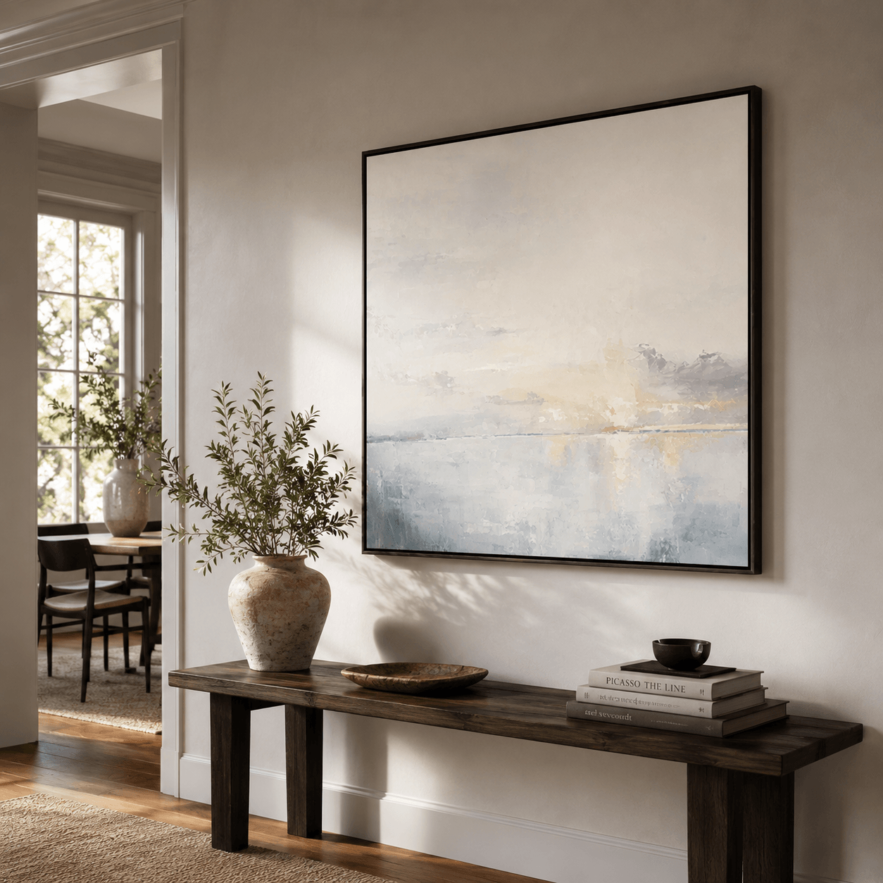 Minimalist Blue Seascape Art | Calm Sophistication