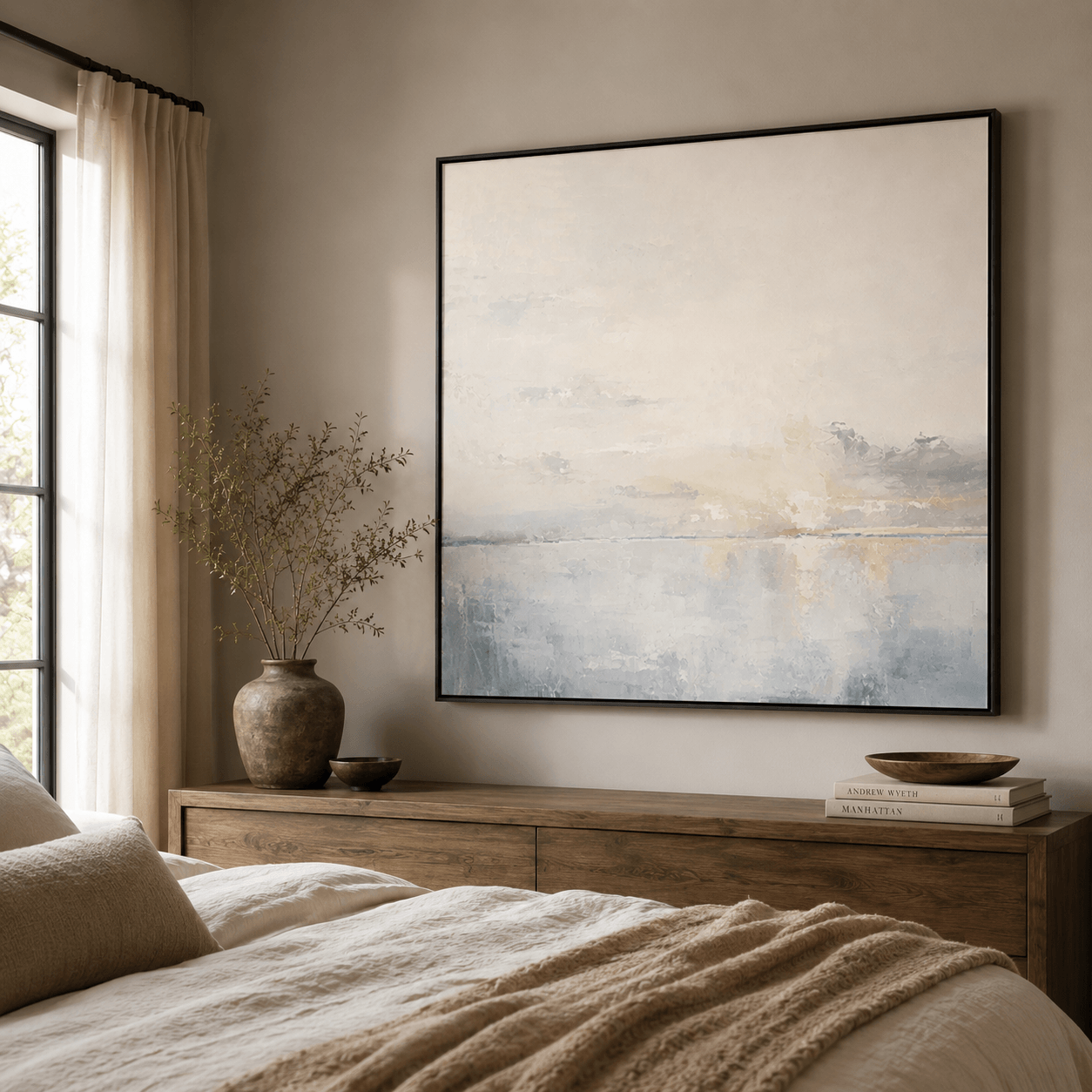 Minimalist Blue Seascape Art | Calm Sophistication