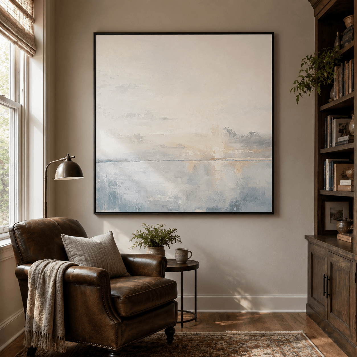 Minimalist Blue Seascape Art | Calm Sophistication