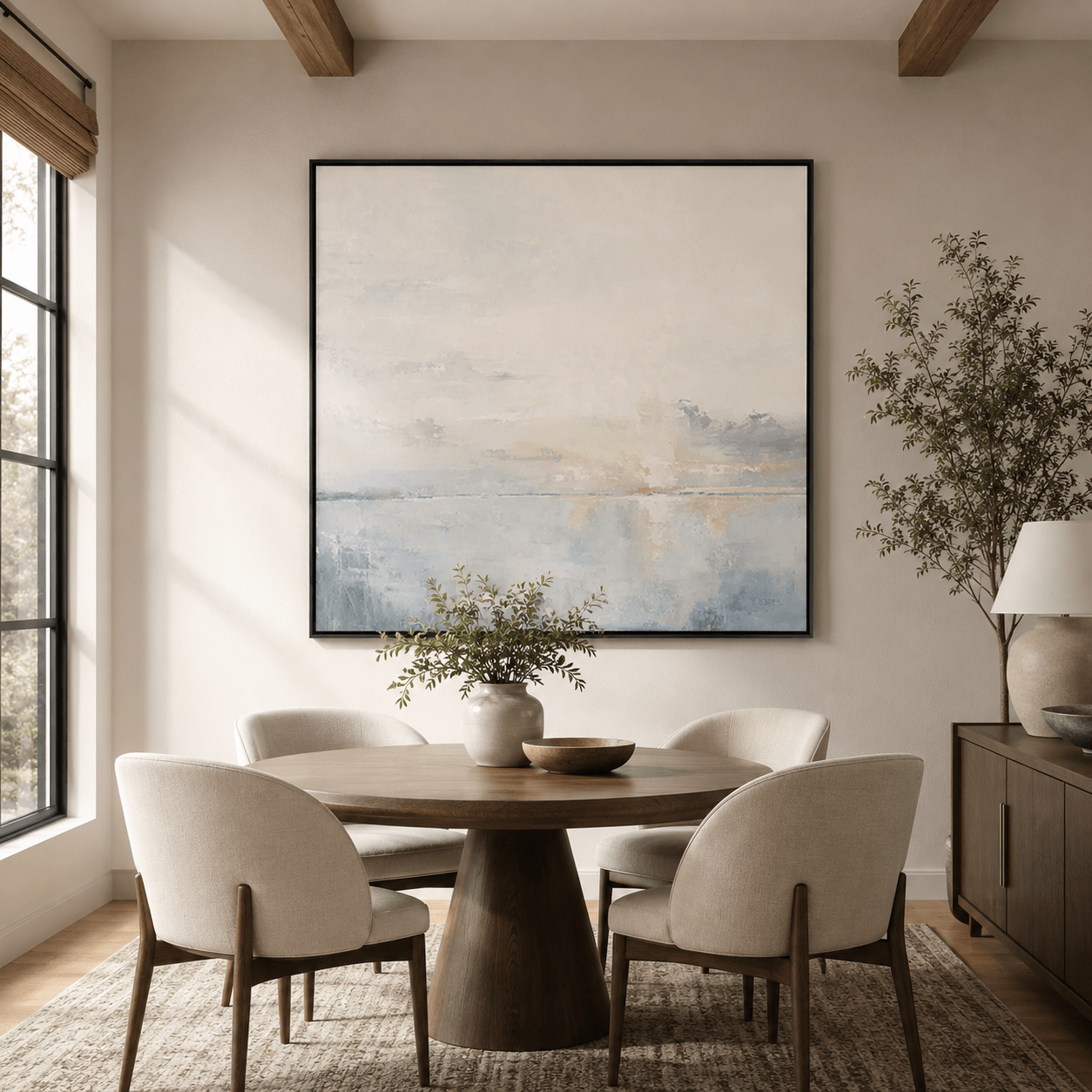 Minimalist Blue Seascape Art | Calm Sophistication