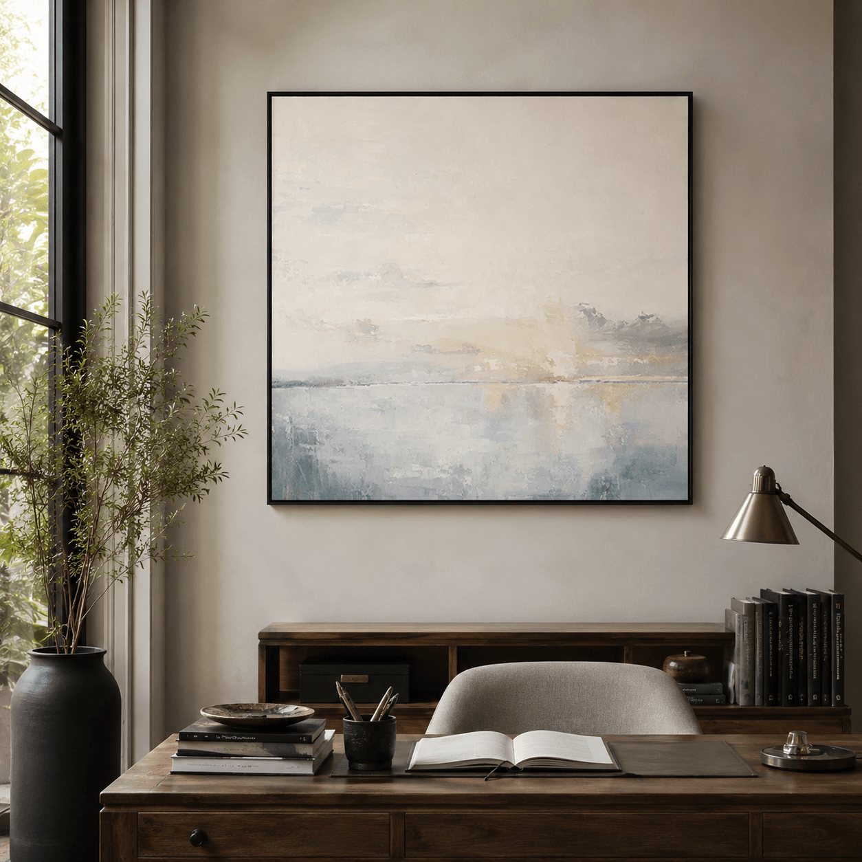 Minimalist Blue Seascape Art | Calm Sophistication