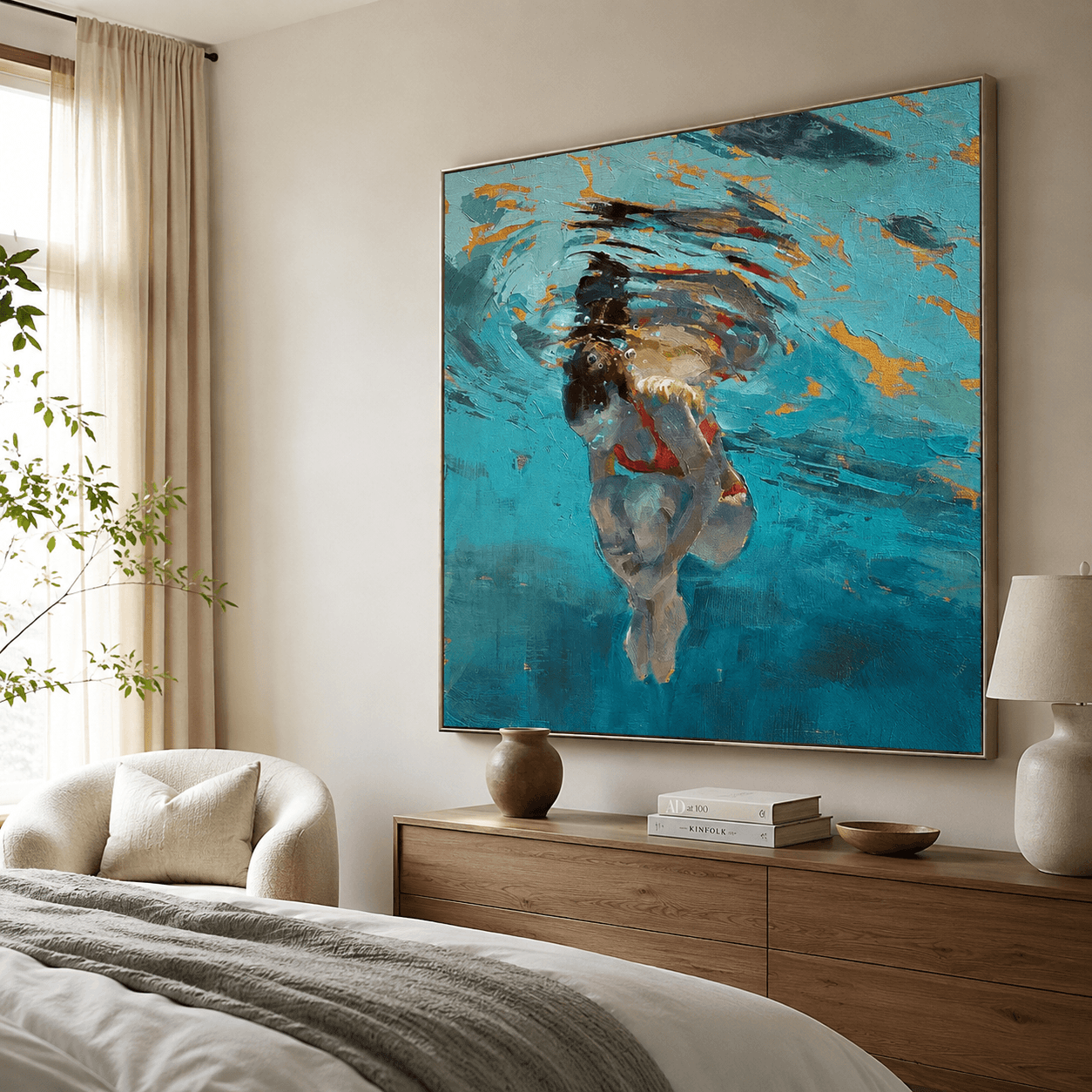 Figurative Underwater Swim Art | Vibrant Leisure Vibe