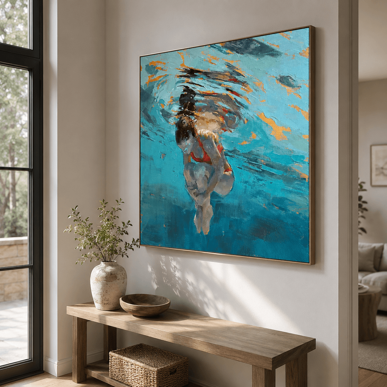 Figurative Underwater Swim Art | Vibrant Leisure Vibe